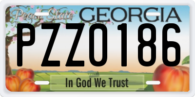 GA license plate PZZ0186