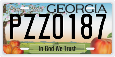 GA license plate PZZ0187