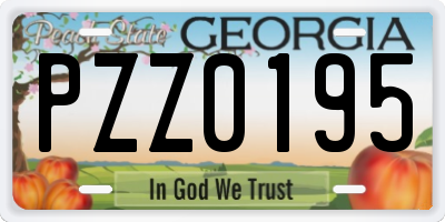 GA license plate PZZ0195