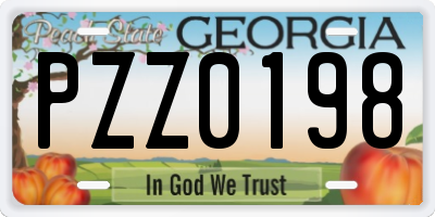 GA license plate PZZ0198