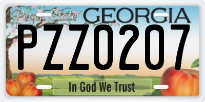 GA license plate PZZ0207