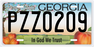 GA license plate PZZ0209