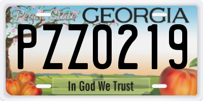GA license plate PZZ0219