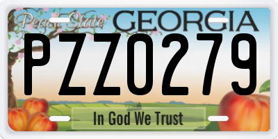 GA license plate PZZ0279