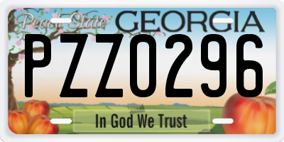 GA license plate PZZ0296