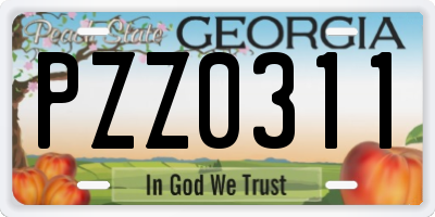 GA license plate PZZ0311