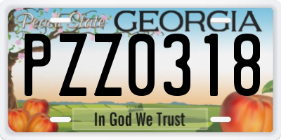 GA license plate PZZ0318