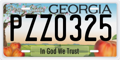 GA license plate PZZ0325
