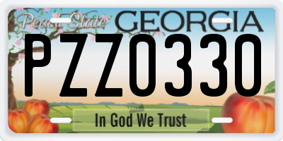 GA license plate PZZ0330