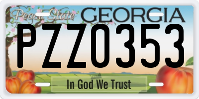 GA license plate PZZ0353