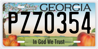 GA license plate PZZ0354