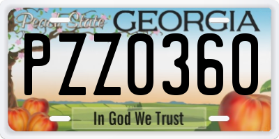 GA license plate PZZ0360