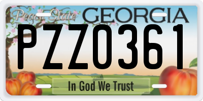 GA license plate PZZ0361