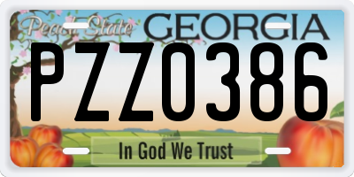 GA license plate PZZ0386