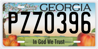 GA license plate PZZ0396