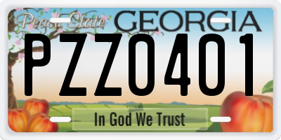 GA license plate PZZ0401