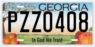 GA license plate PZZ0408
