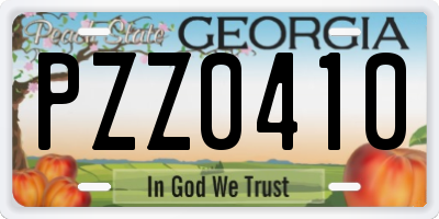 GA license plate PZZ0410