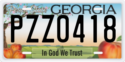 GA license plate PZZ0418