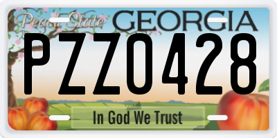 GA license plate PZZ0428