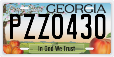 GA license plate PZZ0430