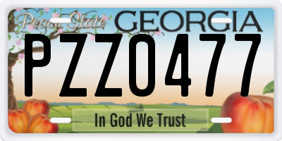GA license plate PZZ0477