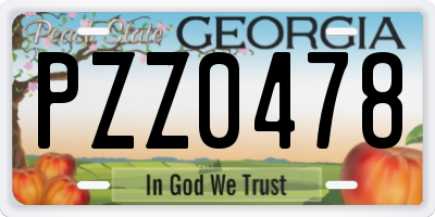GA license plate PZZ0478