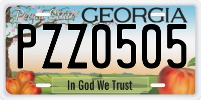 GA license plate PZZ0505