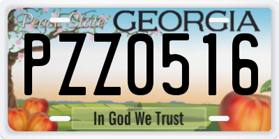 GA license plate PZZ0516