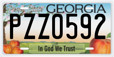 GA license plate PZZ0592