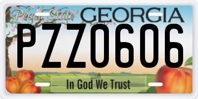 GA license plate PZZ0606