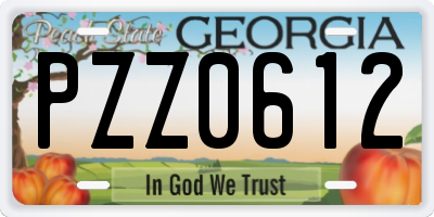 GA license plate PZZ0612