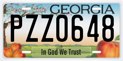 GA license plate PZZ0648