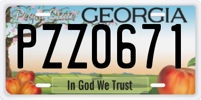 GA license plate PZZ0671