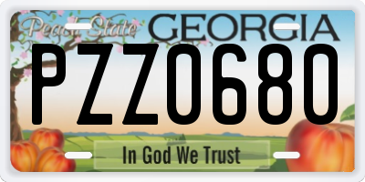 GA license plate PZZ0680