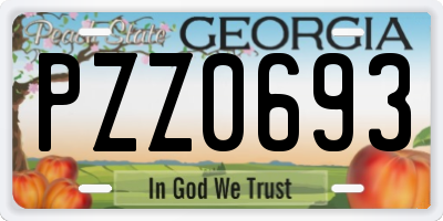 GA license plate PZZ0693