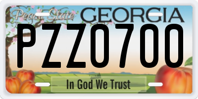 GA license plate PZZ0700