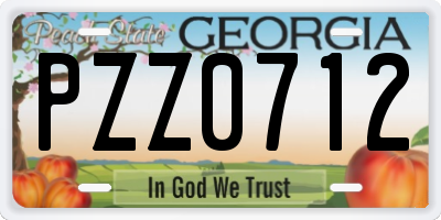 GA license plate PZZ0712