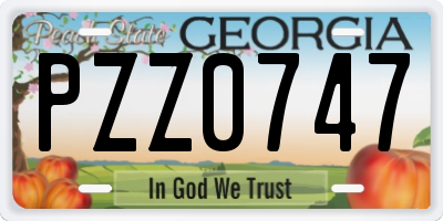 GA license plate PZZ0747
