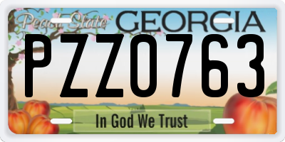 GA license plate PZZ0763