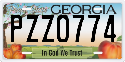 GA license plate PZZ0774