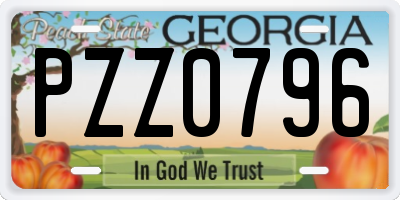 GA license plate PZZ0796
