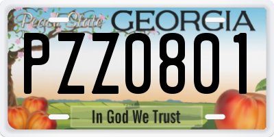 GA license plate PZZ0801
