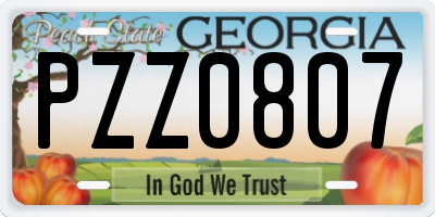 GA license plate PZZ0807