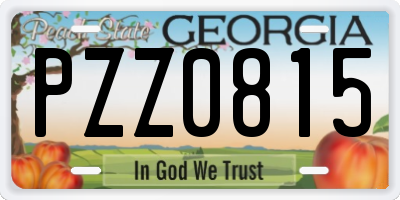 GA license plate PZZ0815