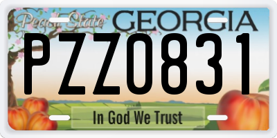 GA license plate PZZ0831