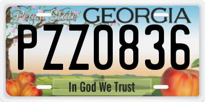 GA license plate PZZ0836