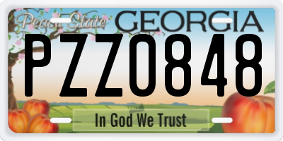 GA license plate PZZ0848