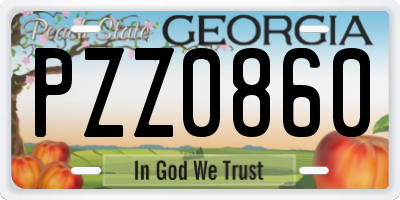 GA license plate PZZ0860