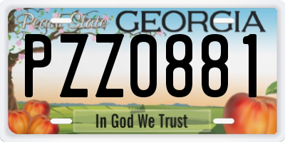 GA license plate PZZ0881